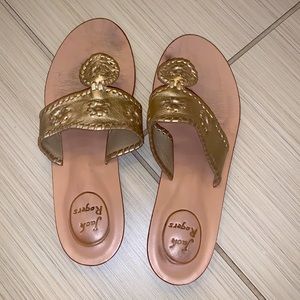 Jack Rogers gold leather flat sandals